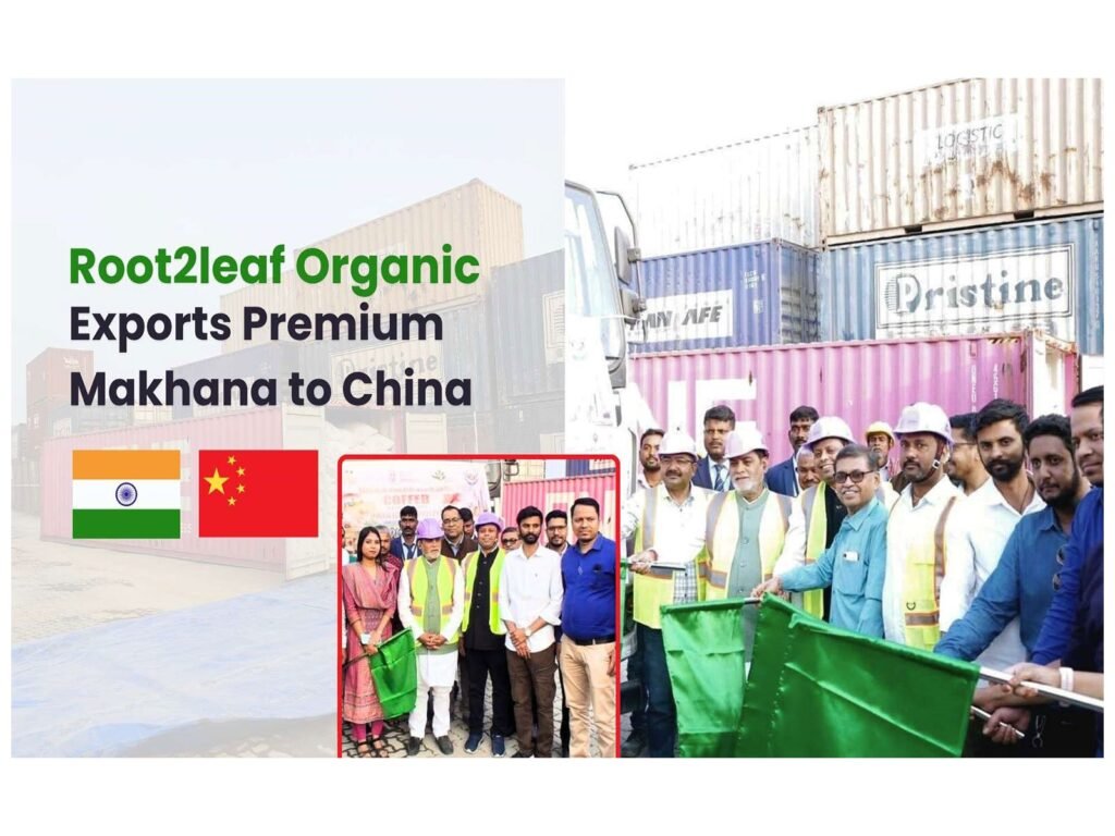 Root2Leaf Organic makhana export announcement, March 2026