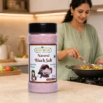 Root2Leaf Natural Black Salt product pack in a lifestyle studio setting