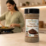 Root2Leaf Organic Ajwain Whole product pack in a lifestyle studio setting