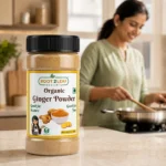 Root2Leaf Organic Ginger Powder product pack in a lifestyle studio setting