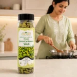 Root2Leaf Organic Green Cardamom product pack in a lifestyle studio setting