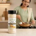 Root2Leaf Organic Hing Powder product pack in a lifestyle studio setting