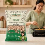 Root2Leaf Organic Kabuli Chana product pack in a lifestyle studio setting