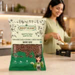 Root2Leaf Organic Kala Chana / Desi Chana product pack in a lifestyle studio setting