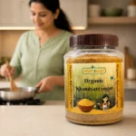 Root2Leaf Organic Khandsari Sugar product pack in a lifestyle studio setting