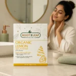 Root2Leaf Organic Lemon Peel Powder product pack in a lifestyle studio setting