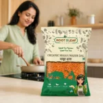 Root2Leaf Organic Malka Masur Dal product pack in a lifestyle studio setting