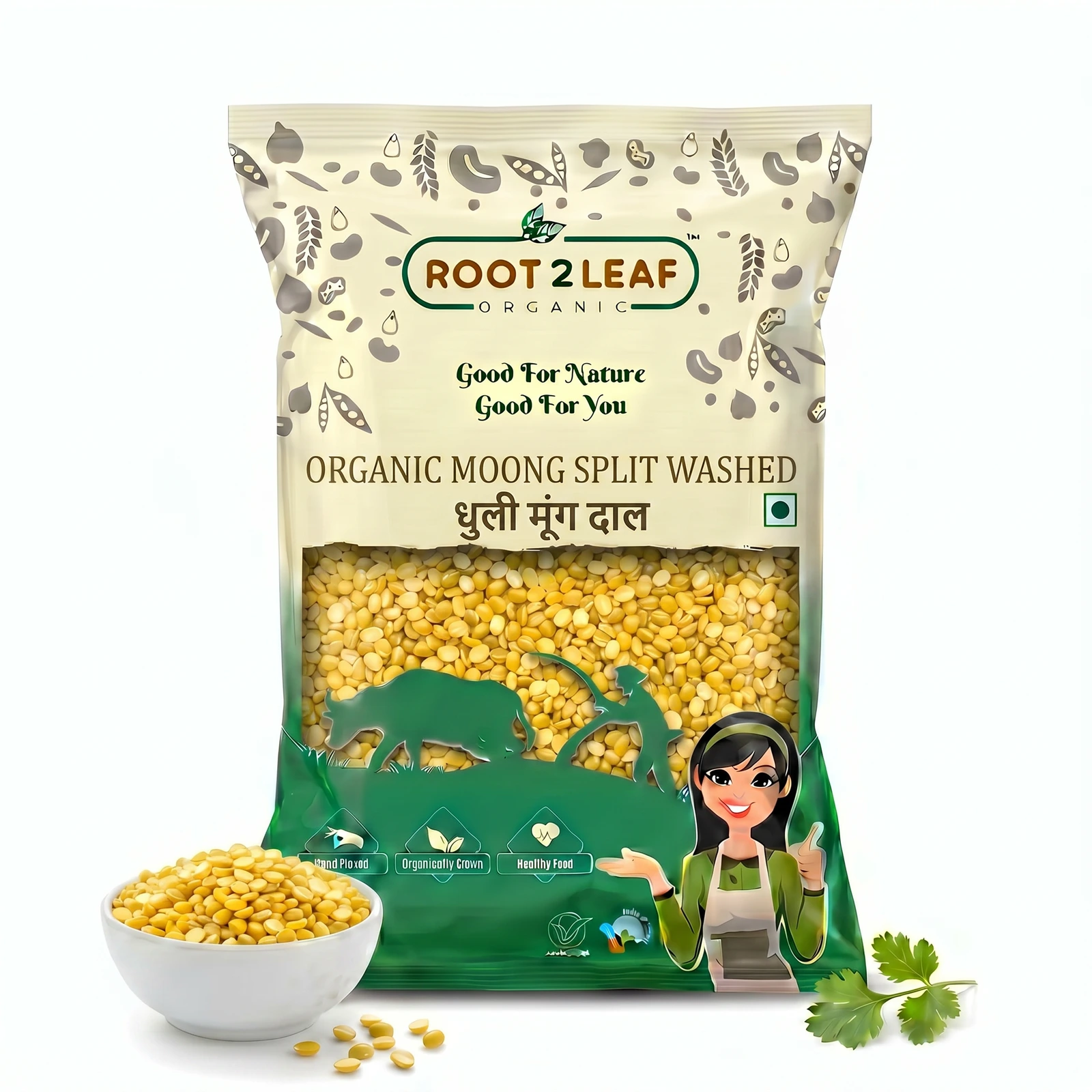 Organic Moong Split Washed Dal / Moong Dal Dhuli