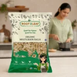 Root2Leaf Organic Multigrain Dalia product pack in a lifestyle studio setting