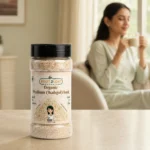 Root2Leaf Organic Psyllium Husk product pack in a lifestyle studio setting