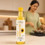 Root2Leaf Organic Sunflower Oil product pack in a lifestyle studio setting