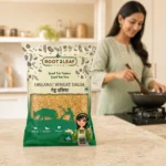 Root2Leaf Organic Wheat Dalia product pack in a lifestyle studio setting